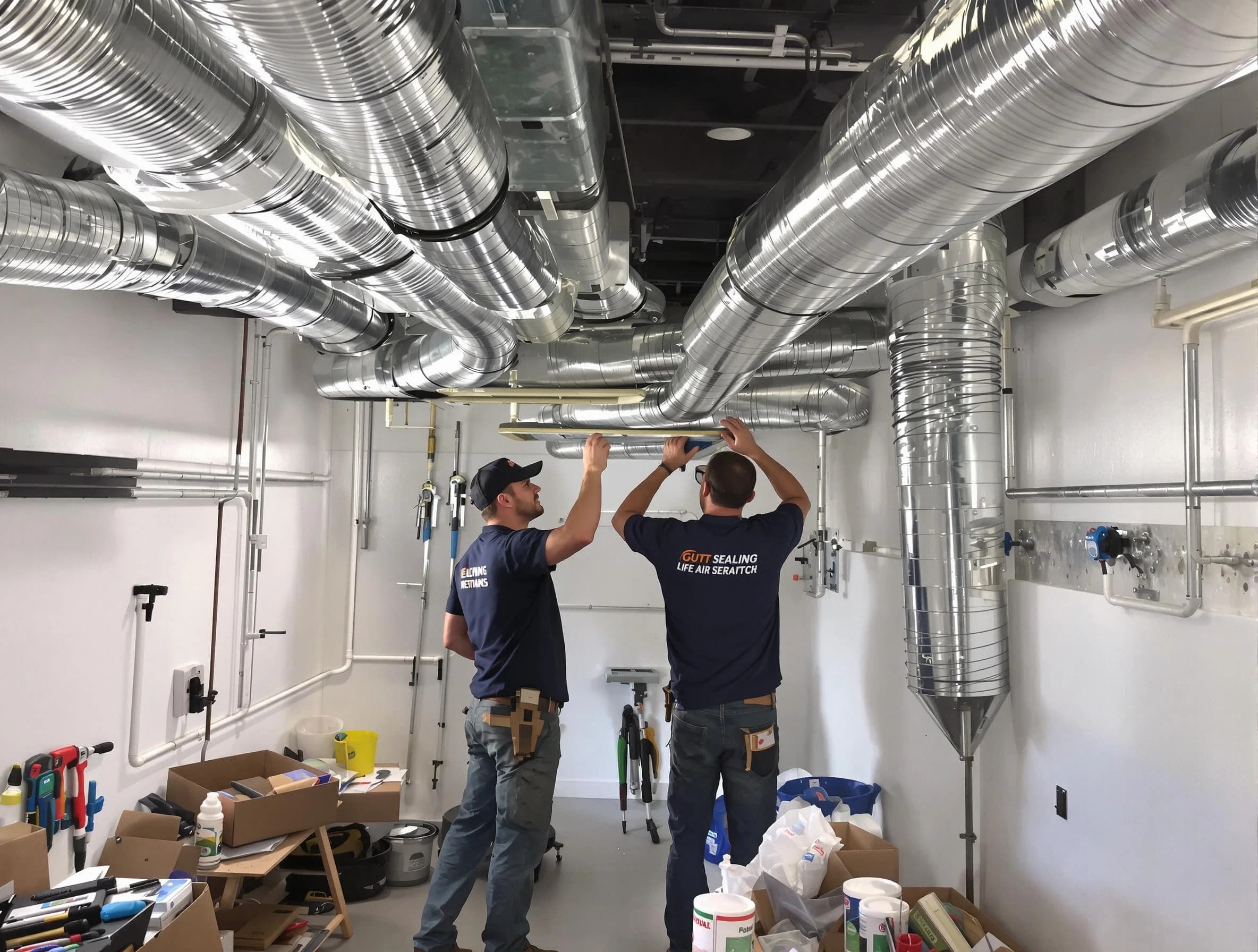 Highlands Ranch Air Duct Cleaning technician applying professional duct sealing solutions in Highlands Ranch