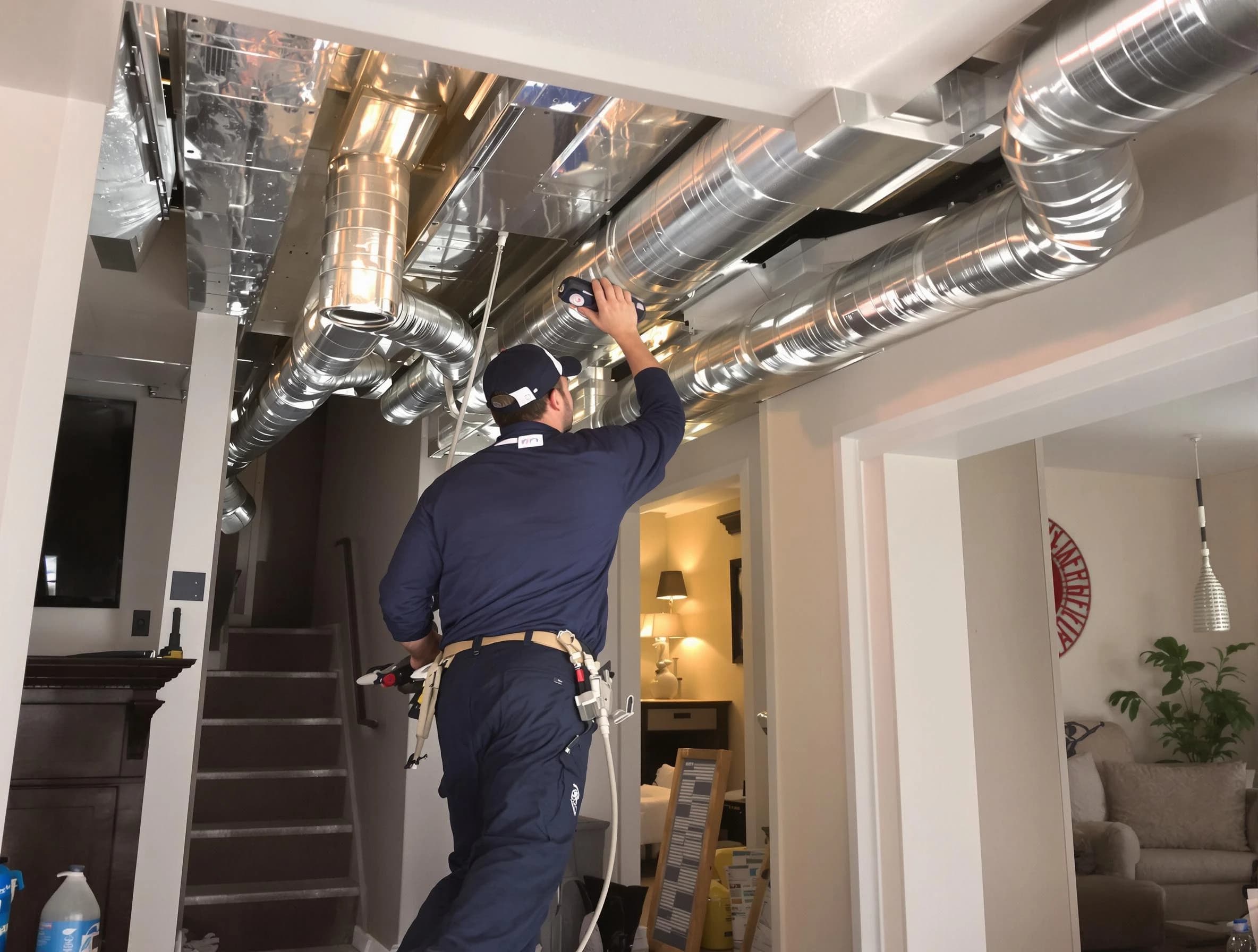 Highlands Ranch Air Duct Cleaning expert performing specialized duct cleaning in a mobile home in Highlands Ranch