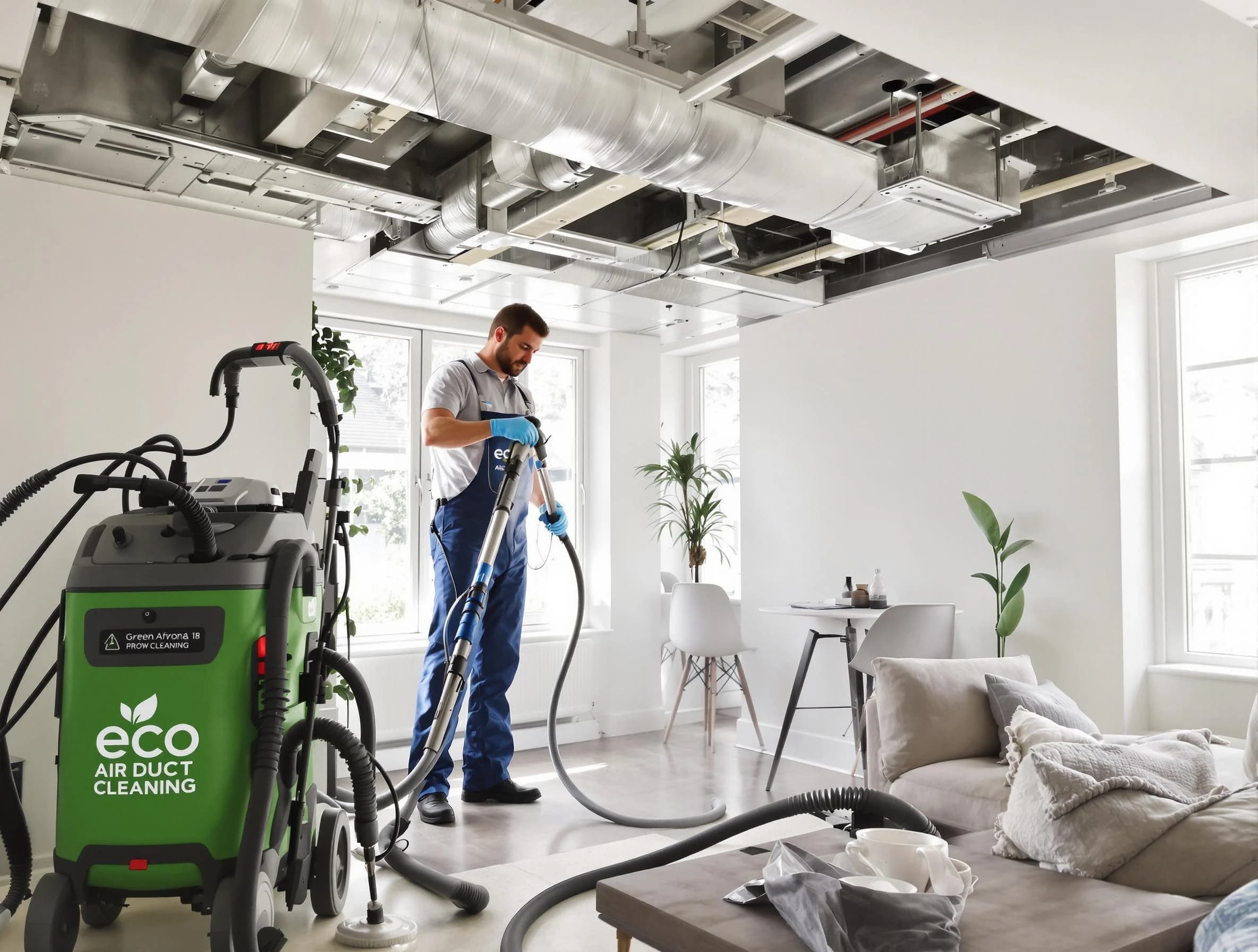Highlands Ranch Air Duct Cleaning technician performing eco-friendly duct cleaning using sustainable methods in Highlands Ranch
