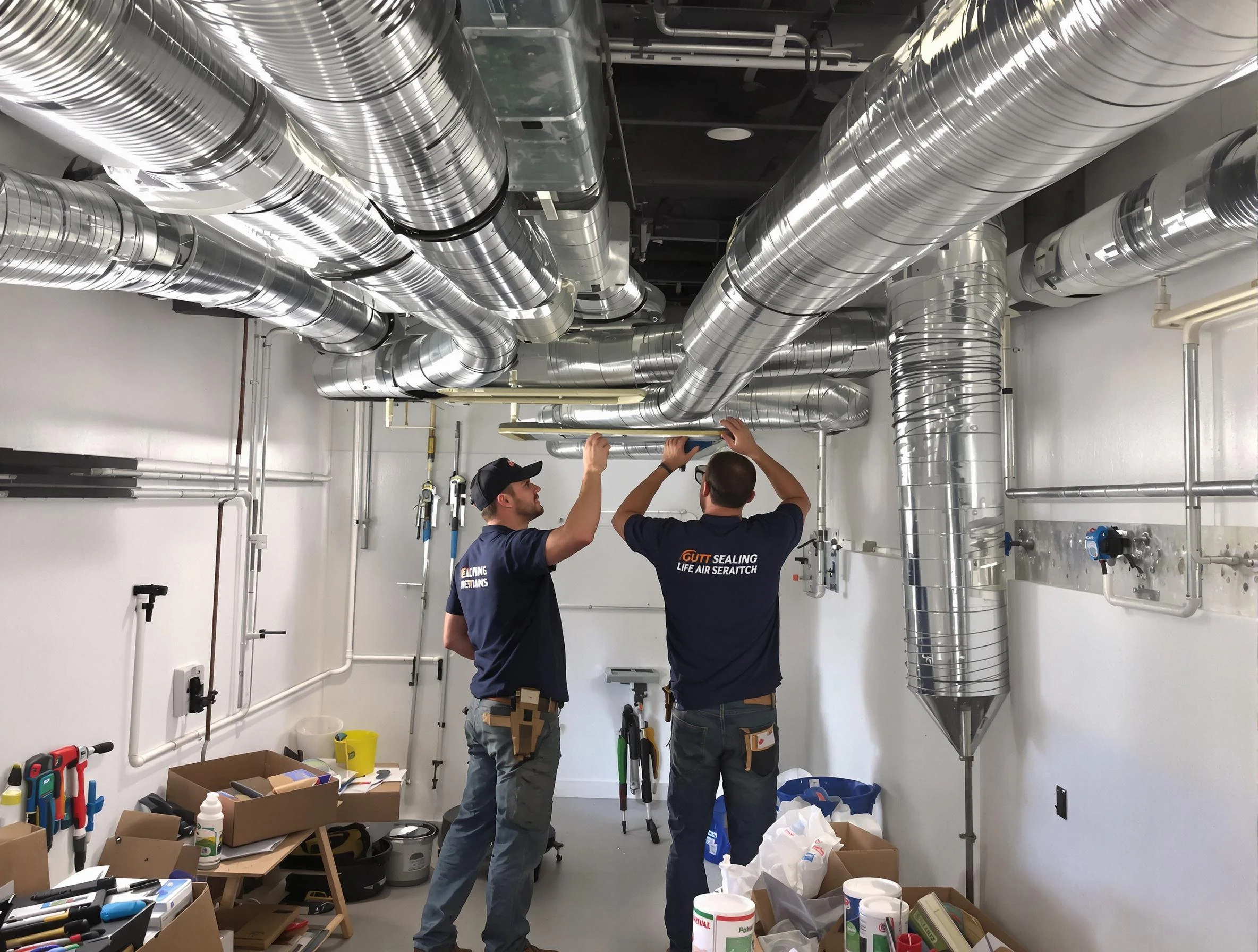 Highlands Ranch Air Duct Cleaning technician applying professional duct sealing solutions in Highlands Ranch